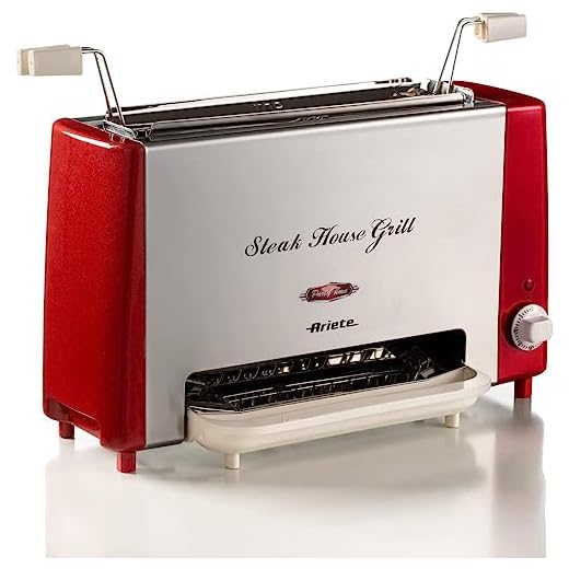 Ariete 730 Grill eléctrico, cocción vertical, redue grasas y el humo, temporizador ajustable 30 min, grill extraíble y lavable, bandeja antigoteo, 1.300 W, rojo