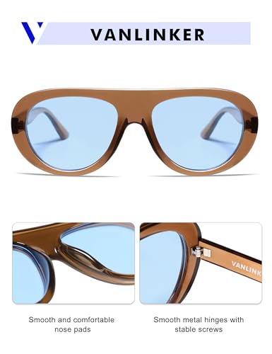 Image of VANLINKER Oversized Retro Aviator Sunglasses for Women Men Chic 70s Vintage Style Trendy 2026 Chunky Sun Glasses VL9865