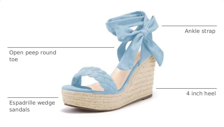 Image of Syktkmx Womens Braided Wedge Espadrille Sandals Lace Up Slingback Open Toe Summer Platform Heeled Shoes