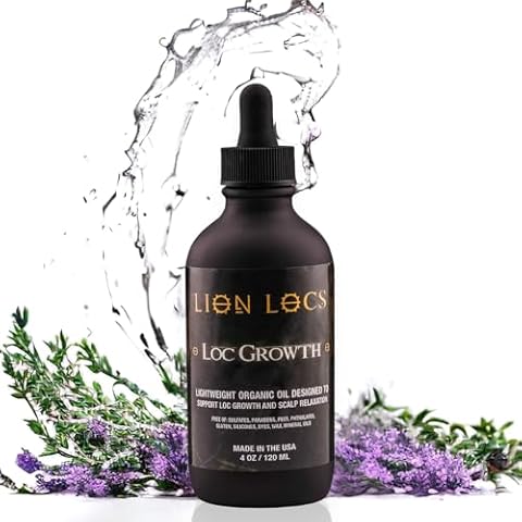 Lion Hair Growth Oil and Scalp Relaxer | Light Styling for Dreadlocks, Braidlocks, Braids, Faux Locs, Crochet Locs, Boho Locs, or Sisterlocks (4oz) Cover