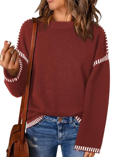 Image of Dokotoo Sweaters for Women Oversized Crewneck Long Sleeve Knit Sweater Tops