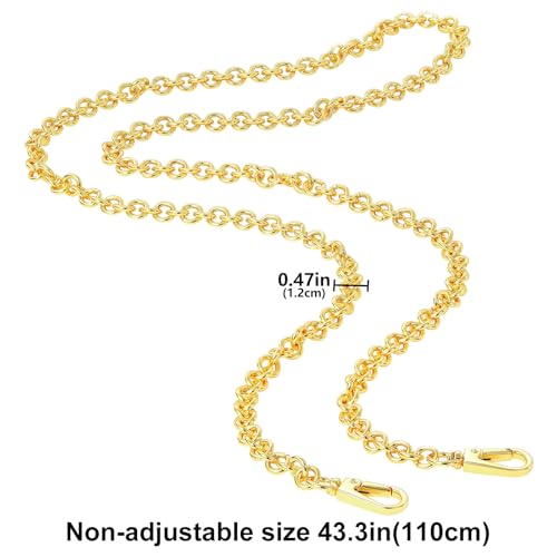 Image of jiesinlov Thick Purse Chain Strap CrossBody Handbag Gold Long bag Chains Shoulder Bag Strap Replacement,with Metal Buckles For Pochette (D 43.3in)
