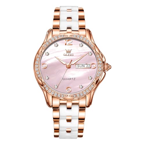 Image of OLEVS Ladies Wrist Watch Waterproof Rose Gold Ceramic Watches for Women