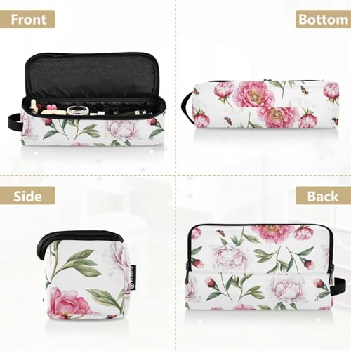 Bolso de viaje impermeable y tapete resistente al calor para planchas y rizadores de cabello Red Unique Peonies miniatura 5