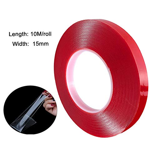 Image of FULARR 10M X 15MM Premium Heavy Duty Transparent Acrylic Foam Mounting Tape, Ultra Strong Adhesion Double-Sided Tape Roll, Waterproof & Heat Resistant, for Indoor and Outdoor (Thick 1mm)