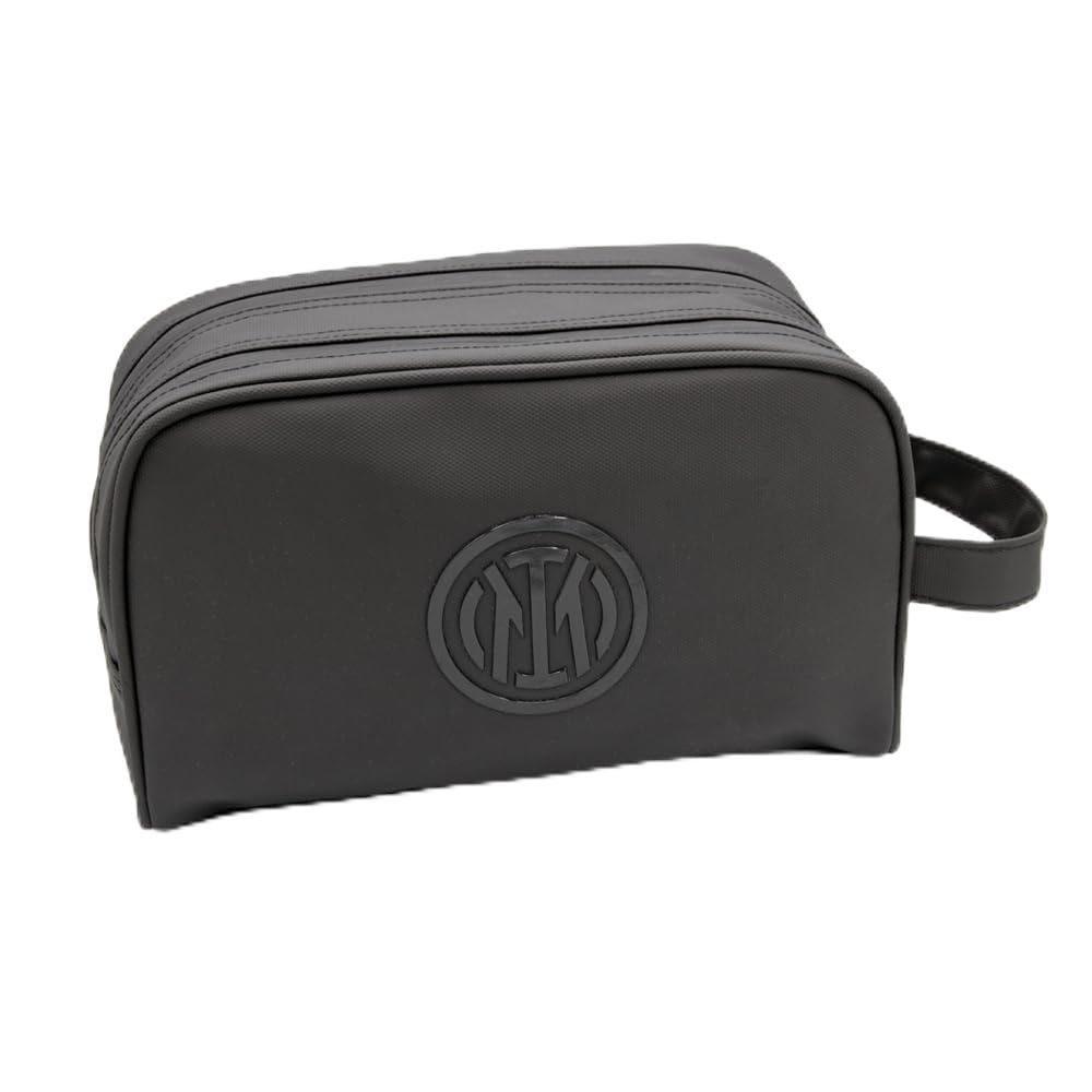 Inter Pochette da Viaggio, Nera, con Logo in Rilievo, Tessuto Impermeabile, Design Sportivo, Prodotto Ufficiale
