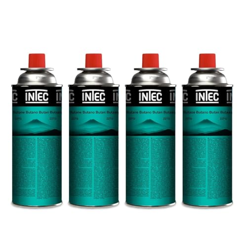 INTEC - Pack 4 Cartouches Gaz Butane 227g UN2037 | Bouteilles Sécurisées sans Fuite pour Réchaud de Camping Plancha Chalumeau Cuisine et Désherbeur Thermique...