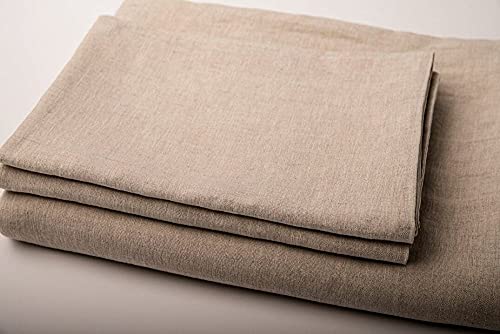 Oh Sheetz Flex/Split Top King French Linen Sheet Set - All Natural Luxury Sheet Set - Split Head Fits Up To 34" & Deep Pocket Fits Up To 15" Mattresses - Natural Flax - Bed Linen Sheet Set #TOP3