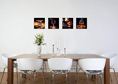 Kitchen Decorations Coffee Decor Wine Cup Cigar Pictures Canvas Art Home Decor Framed Art Ready To Hang - 4 Panels Modern Artwork For Walls Painting Canvas Pictures For Dining Room Kitchen Wall Decor #TOP3