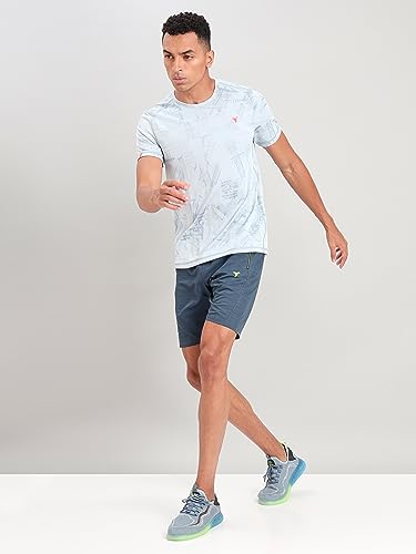 Image of TECHNOSPORT Men Polyester Regular Fit Half Sleeve Jacquard T-Shirt with Double Cool, Quick Dry & Anti Microbial for Sports, Running & Casual Use