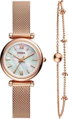 FOSSIL KIT OROLOGIO CARLIE DONNA SOLO TEMPO E BRACCIALE ACCIAIO ES4443SET