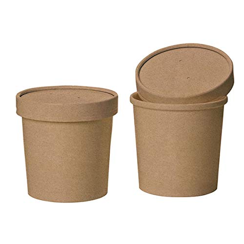 Eco Friendly Microwavable Kraft Soup Bowls | Disposable Food To-Go Containers-Soup Containers With Airtight Lids. Great For Restaurants, Take Outs, Or To-Go Lunch 25/Pack (8 Oz, Brown) #TOP1
