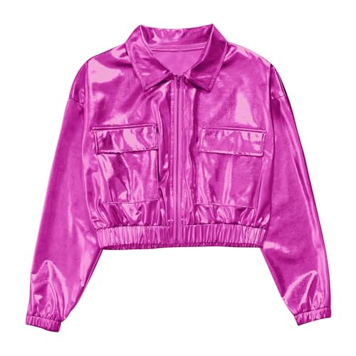 JEYPINMI Girls Boys Hip-hop Jazz Street Dance Tops Shiny Jacket Disco Party Clothes Modern Dance Coat4