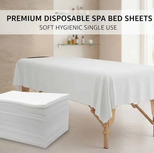 Image of Arihant 10 pcs Disposable Bedsheet SOR Salon, Spa, Parlor, Massage Table, Travel, Hotels (White, 30x72inch) 30 GSM Thickness Non-Woven Fabric