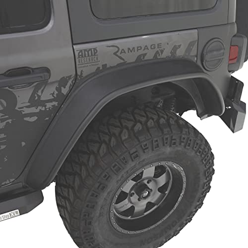 Bushwacker - Jeep Flat Style, Rear Fender Flares | Fits 2018 - 2026 Jeep Wrangler JL 2-Dr, Jeep Wrangler JL Unlimited 4-Dr., Black | 2-Pcs. 10100-07