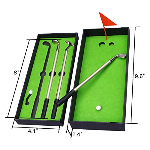 Golf Pen Set Mini Desktop Golf Ball Pen Gift Set Putting Green Flag Colors Metal Golf Club Gel Pens Balls - Image 3