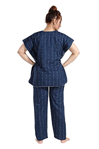 Image of Fabme Women's Cotton Printed Kaftan and Pyjama Set