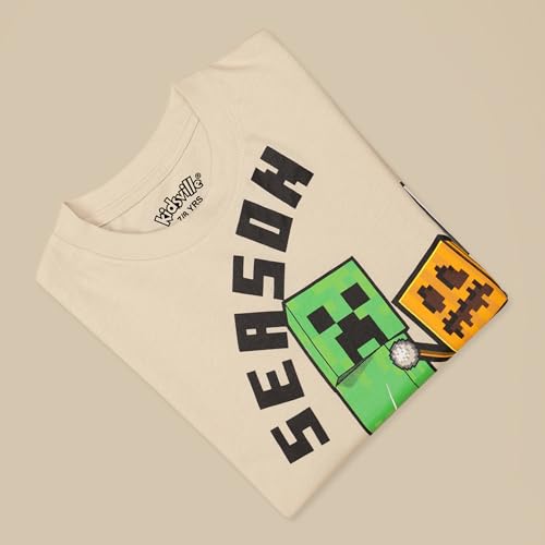Image of Kidsville Official Minecraft Steve, Alex & Creeper Half Sleeves Round Neck Graphic Printed Regular Fit Pure Breathable Cotton Fabric Tshirt for Boys