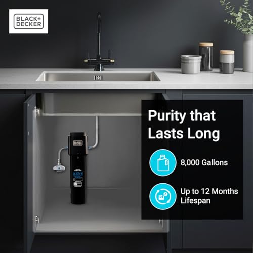 Image of BLACK+DECKER Undersink Water Filter 10'' | Reduces CHLORAMINE,Chlorine, Lead, PFAS, Bad Taste, Odor | Under Counter Water Filter Direct Connect to Kitchen Faucet | NSF /ANSI 42 Certified | 1 year