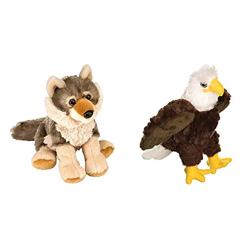 Wild Republic Wolf Plush, Stuffed Animal, Plush Toy, Gifts for Kids, Cuddlekins, 8 Inches Bundle Bald Eagle Plush, Stuffed Animal, Plush Toy, Gifts for Kids, Cuddlekins 8 Inches