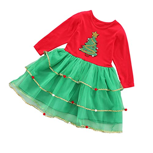 PRETYZOOM Ser 2 Christmas Tutu Dress Christmas Tree Tutu Dress Christmas Tree Tutu Dress Baby Girls Christmas Clothes Sleeve Party - Afbeelding 6