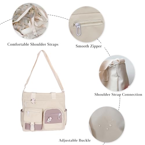 PORRASSO Crossbody Bag Cute Little Bear Shoulder Bag Nylon Messenger Bag Women Satchel for Travel Daily Use Green4