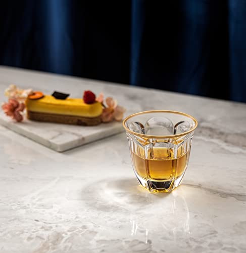 Joyjolt Windsor Gold Rim Double Old Fashioned Glass Whiskey Set. 2 Crystal Bar Glasses, 7.4Oz Glasses. Whiskey Glass Set Made In Europe. Low Ball Glasses, Tumbler Cocktail Glasses, Whiskey Glasses. #TOP4