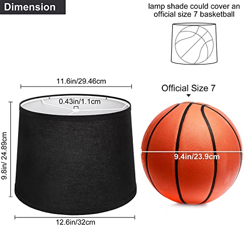 Image of Black Lamp Shades Set of 2, 11.6 inchTop x 12.6 inchBottom x 9.8 inchHigh Medium | Drum Lamp Shades for Table Lamps Floor Lamps Wall Lamps, Replacement Lampshades, Spider, Harp Holders Included, Easy Assembly