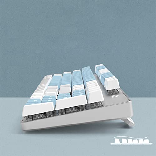 Image of Merdia Full Size Wired Mechanical Gaming Keyboard | Blue Switch Led Backlit 104 Keys US Layout Mechanical Computer Keyboards | Hot Swappable Blue & White Keycaps Light Up PC Gaming Keyboard
