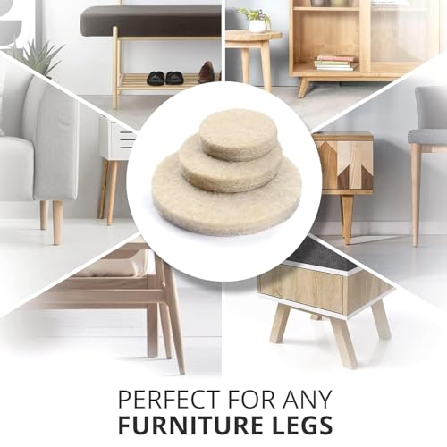 Image of Felt Furniture Leg Protectors, 80 Pcs Self-Adhesive Pads, Scratch Resistant & Noise Reduction for Chairs & Tables, Beige, 3 Sizes - 40 Pcs Small, 32 Pcs Medium & 8 Pcs Large