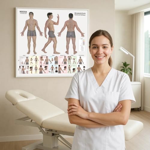 Image of Miridia Acupuncture Chart - Huge Laminated Anatomical TCM Meridian & Points Poster - Clinic /Study Use - Accurate Acupuncture Point Chart - Clear Labels - Comprehensive Meridian System - 36x36, Male