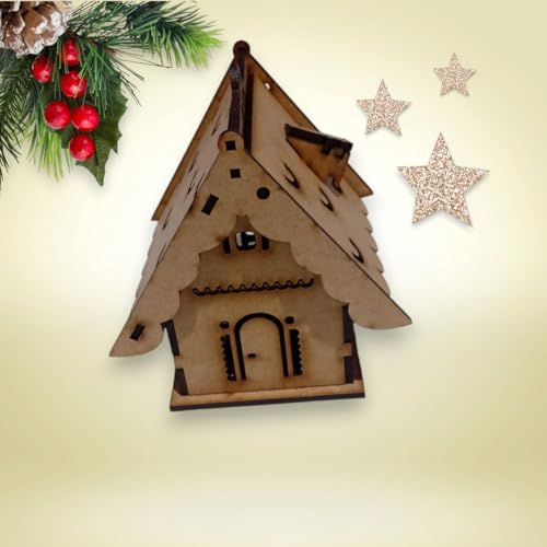 Kit Decorativo de Natal em MDF, Casinha, Cadeirinha e Árvore