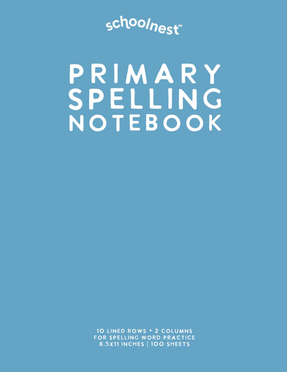 Primary Spelling Notebook: Light Blue Softcover Journal for Spelling Words
