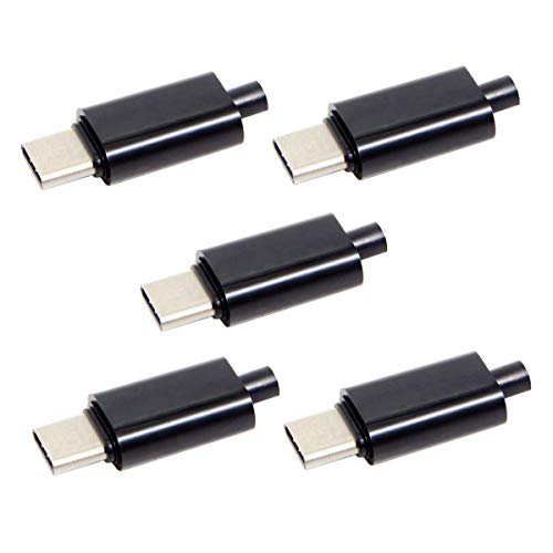 Cablecc 5pcs/lot DIY 24pin USB Type C USB-C Male OTG Host Type 5.1k Resistor with Black Housing Cover, Black Male*5 - Image 3