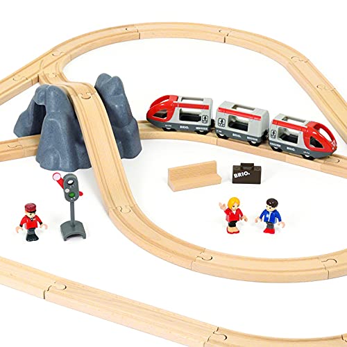 BRIO World 33773 Eisenbahn Starter Set A – Die perfekte erste Holzeisenbahn mit Tunnel und Figuren… – Bild 3