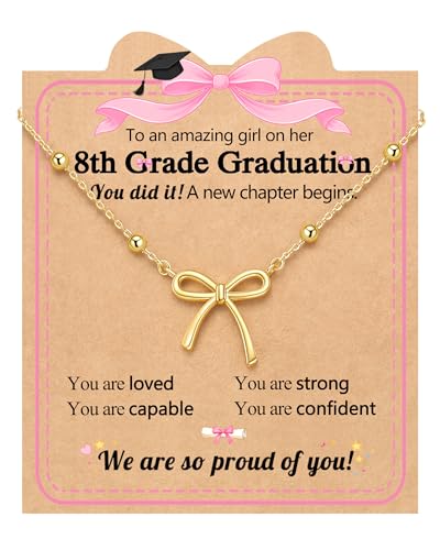 UNGENT THEM 8th Grade Graduation Decorations Gifts for Girls Middle School Graduation 2026 Grad Necklace
