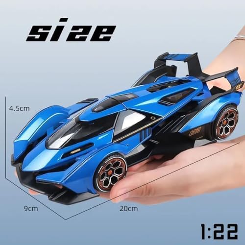 Image of 1:22 Scale Diecast Metal Car Lambo V12 GT Toy Car for Kids Collection Model Cars with Light Sound Pull Back Openable Door