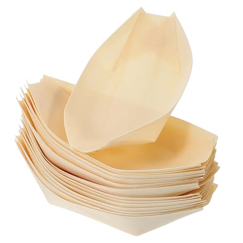 Hemobllo 50 piezas Bandejas Desechables para Snacks Unidades Papel Kraft Resistente Alimenticio Diseño Barco para Patatas Fritas Barbacoa y Fiestas Envases Prácticos para Eventos y Comida