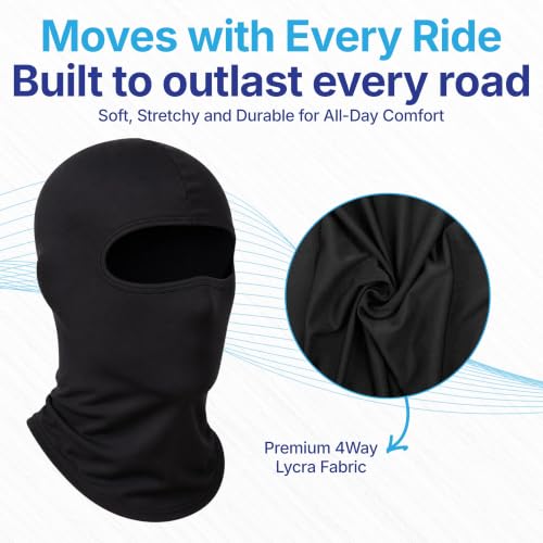 Image of Kingsway Balaclava for Men 4-Way Stretch | Motorcycle Full Face Mask Under Helmet | Breathable Sweat Absorbing Quick Dry Fabric | UV & Dust Protection