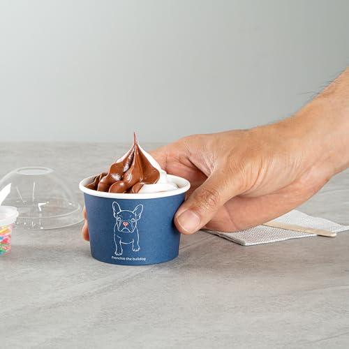 Image of Restaurantware Coppetta 4-Ounce Dessert Cups, 200 Disposable Ice Cream Cups - Lids Sold Separately, Heavy-Duty, Frenchie Paper Frozen Yogurt Bowls, For Hot And Cold Foods