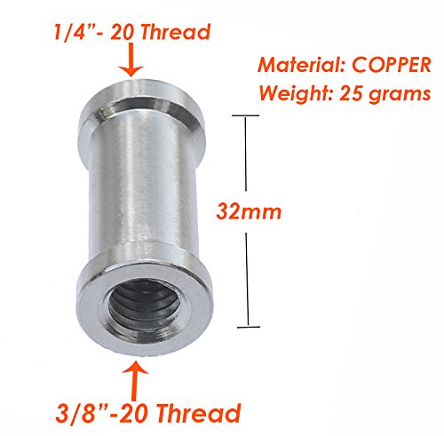 (2 Packs) 32Mm 1/4" To 3/8" Inch Female To Female Convertor Threaded Screw Adapter Spigot For Studio Light Stand, Hotshoe/Coldshoe Adapter Ball Head Flash Trigger Receiver #TOP1