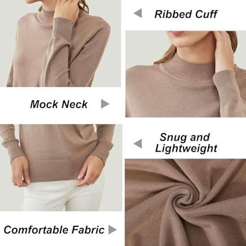 Image of MessBebe Womens Mock Neck Sweater Long Sleeve Knit Pullover Tops Casual Lightweight Jumper Loose Pullover Tops