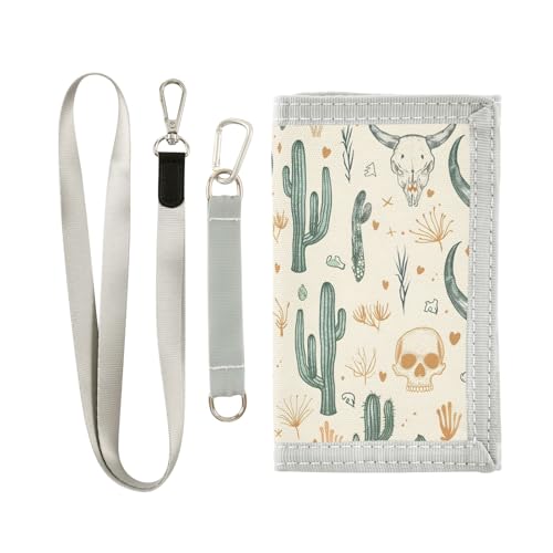 ALAZA Kids Wallets for Boys Girls Toddler Trifold Wallet Children Small Cactus Cow Skull with Zipper Coin Pocket