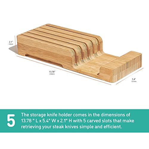 Bamboo-Knife-Block-and-In-Drawer-Storage-Display-Stand-and-Organizer-Holds-to-Five-8-Inch-Knives-Hand-Finished-Sustainable-Bamboo-1378-L-x-54-W-x-21-H-Inches-Knives-Not-Included-Gen-2