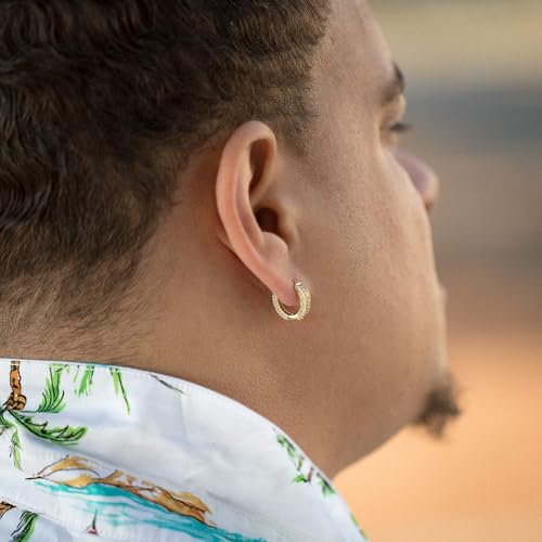 اقراط حلقية من فاش جود للرجال والنساء: اقراط حلقية من الزركونيا المكعبة لا تسبب الحساسية مطلية بالذهب عيار 14 قيراط