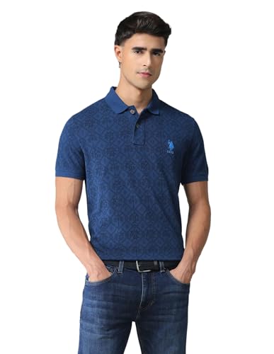 Image of U.S. Polo ASSN. Men's Slim Fit Cotton Polo T-Shirt, Ribbed Collar, Half Sleeves Casual Mens Tshirt for Men