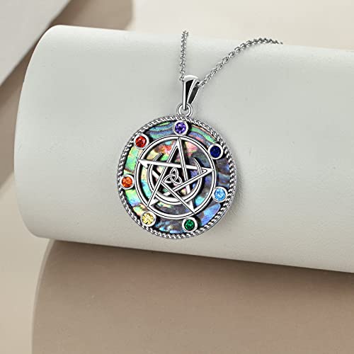 Collar de Plata 925 con 7 Chakras y Pentagrama Collar de Plata 925 con 7 Chakras y Pentagrama