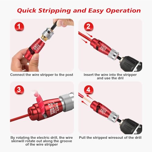 Yugefom Conjunto de Ferramentas de Decapagem e Torção de Fios para Furadeira- Kit de Eletricista Pro