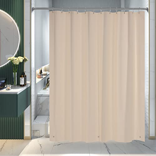 AmazerBath Shower Curtain Liner, 72x72 Tan Shower Curtain Liner, Cute Plastic Shower Curtain Liner, Lightweight Waterproof PEVA Khaki Shower Curtains for Bathroom with Magnets and 12 Grommet Holes - 3