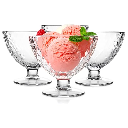 Glasmark KROSNO 1992 Cuenco para helado, cuenco para helado, postre, 310 ml, cristal, resistente, apto para lavavajillas, transparente brillante